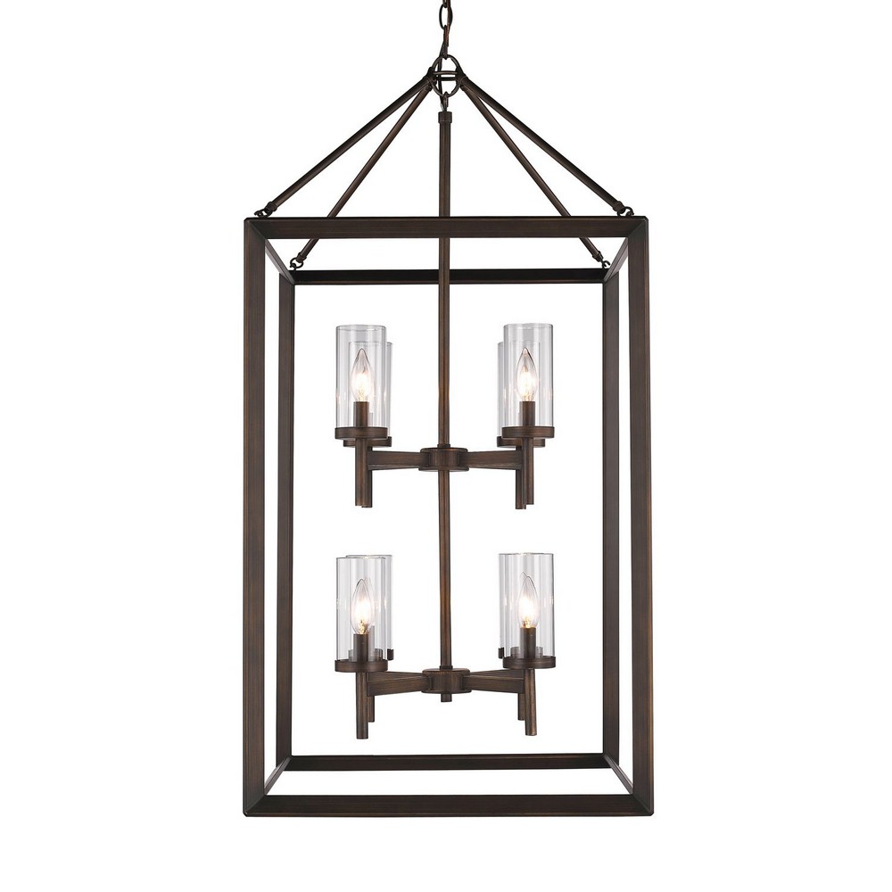 Golden Lighting-2073-8P GMT-CLR-Smyth - 8 Light 2-Tier Pendant in Contemporary style - 42.25 Inches high by 21 Inches wide   Smyth - 8 Light 2-Tier Pendant in Contemporary style - 42.25 Inches high by